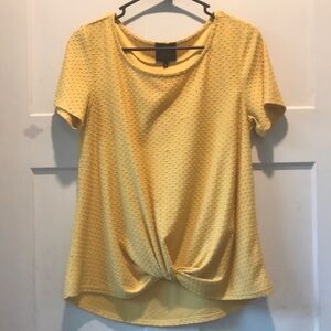 Women's Yellow Textured Knot Front Top